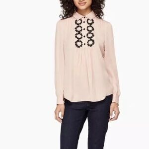 KATE SPADE Pink Daisy Lace Silk Shirt Valentine